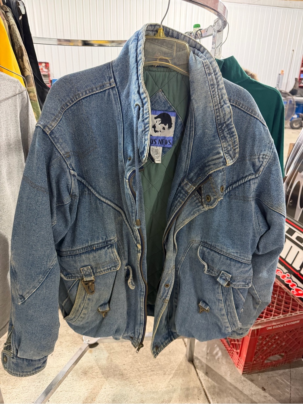 Vintage Today’s News Denim Utility Jacket Quilted Lined 80s 90s Size S